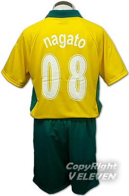 ブラジル代表の黄色＋緑 セミオーダーユニフォーム No.0110 デザイン例 